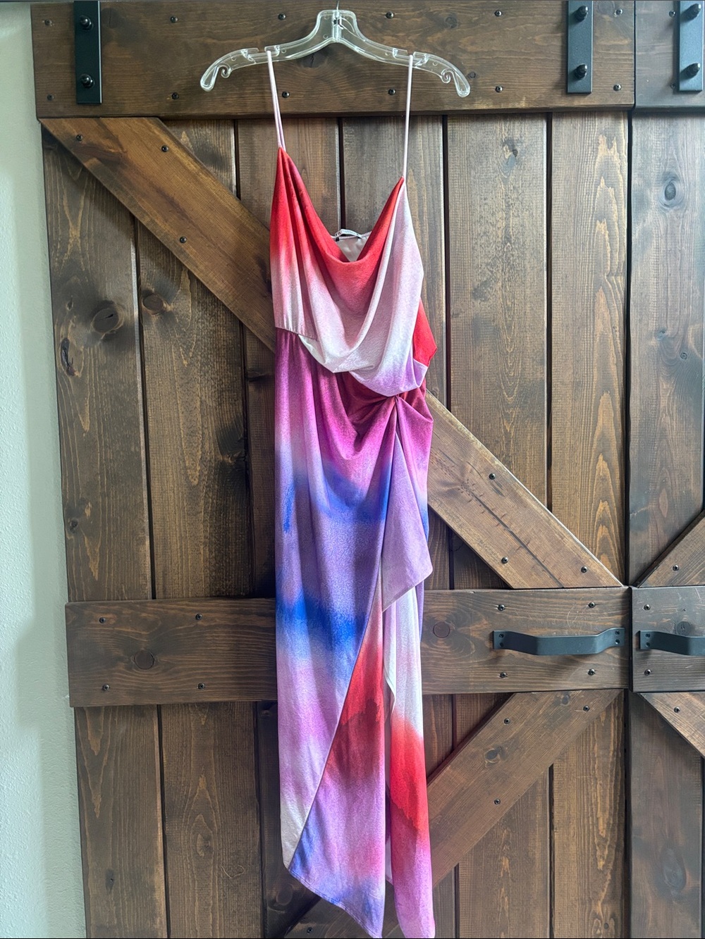 Zara Multicolor Draped Slip Dress — Pink, Red, Purple, Blue